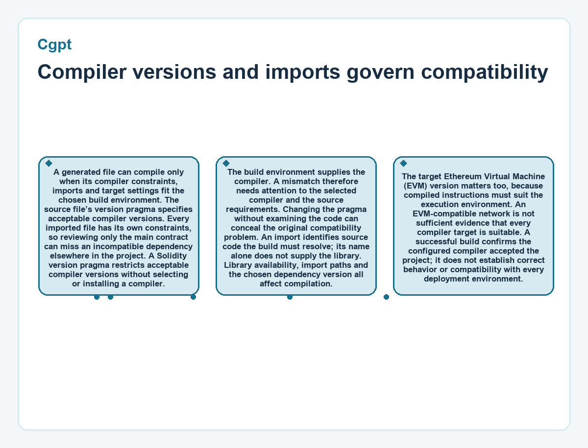 Visual summary: Cgpt - Compiler versions and imports govern compatibility